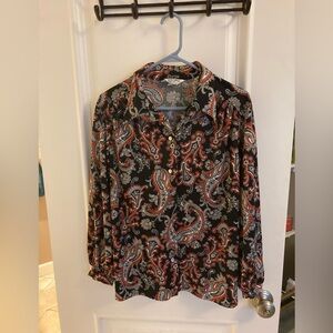Lady Blair Vintage Paisley Button-Up Blouse